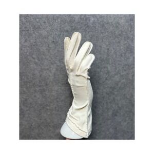 Shalimar Vintage Ivory Cream Wrist Length Gloves Scalloped Embroidered USA Made